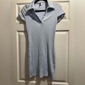 Light Blue Ribbed Women's Dress